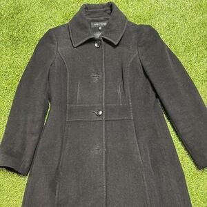 Black Anne Klein wool coat with pockets #wintercoat